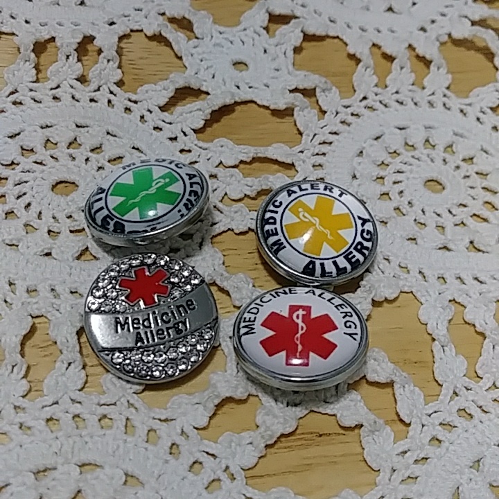 Allergy Alert Snap Buttons Standard Size - Snap Chunks
